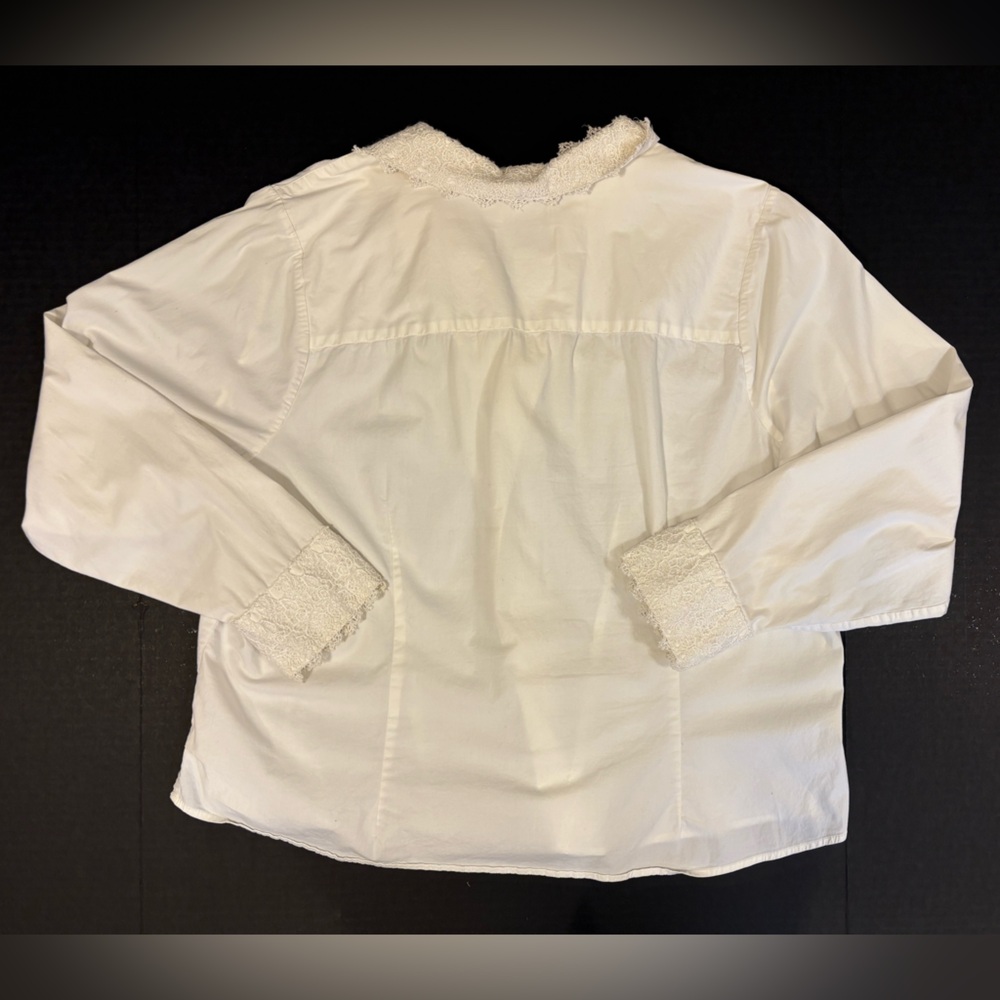 White Button Down Blouse Delicate Whimsical Flora… - image 4